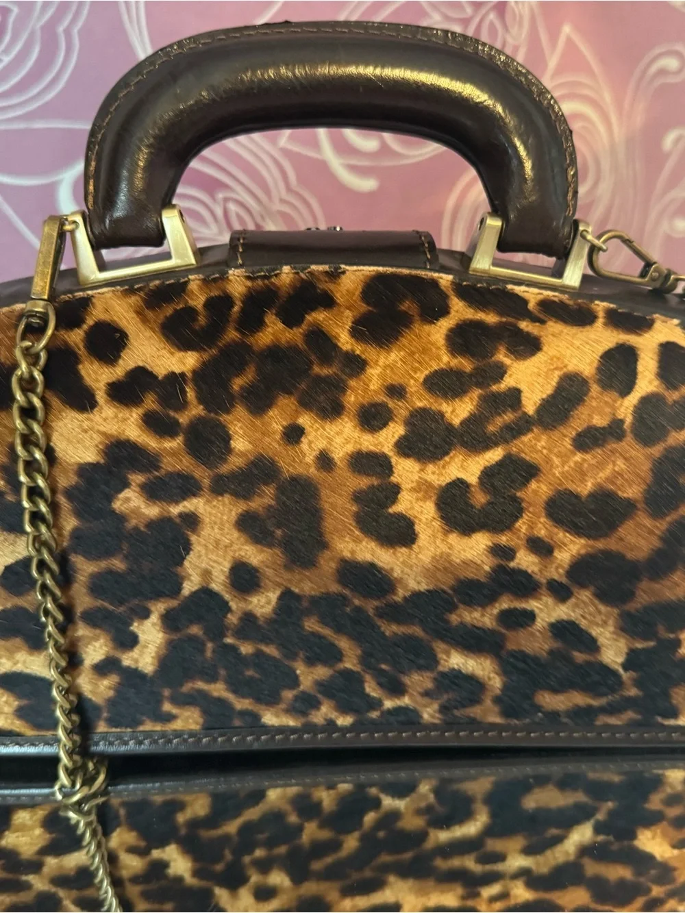 Pratesi Dr Bag Leopard Print Top-Handle Bag in Brown